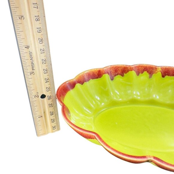 Vintage Allens of California Drip Glaze Green Sunrise Pottery Dish Bowl Planter - Picture 5 of 16